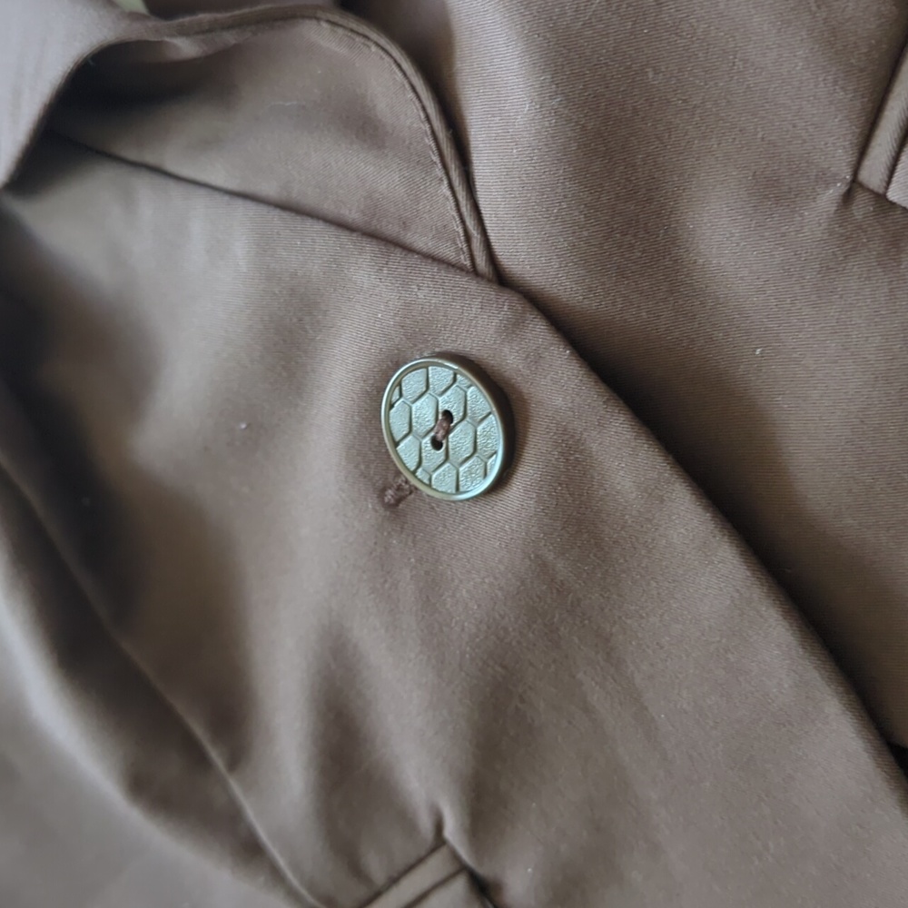 MISS BISOU I Cropped Brown Puffed Short Sleeve Blazer Jacket with Bow, M - Picture 5 of 13